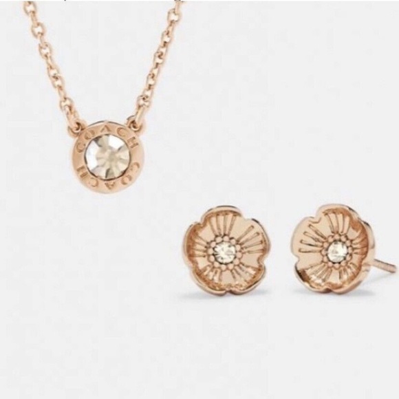 Coach Jewelry - 💓 HP💓 COACH Necklace & Tea Rose Earrings